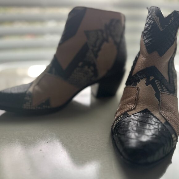 Snake Skin Leather Booties Matisse x Free People x Jeffrey Campbell Size 8 Avant - Picture 4 of 6